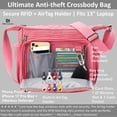 thumbnail image 3 of Crossbody Messenger Bag for iPad Pro 12.9 inches, Rfid Shoulder Purse w/Water Bottle Holders, 13 inch Laptop Briefcase, Built-in Wallet With AirTag Case Pink, 3 of 11