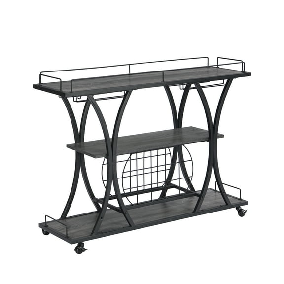 TYEUA ‌Industrial Bar Cart with Wheels - 3-Tier Serving Cart for Home, Kitchen Bar Cart with Storage Shelves, Mobile Beverage Station, Vintage Metal Cart, Multi-Level Drink Tray‌