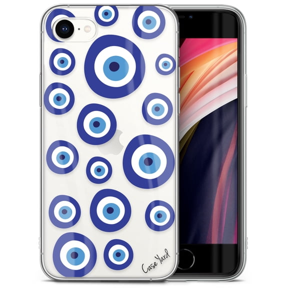 Case Yard iPhone-SE Case Clear Soft & Flexible TPU Ultra Low Profile Slim Fit Thin Shockproof Transparent Bumper Protective Cover Drop Protective Cell Phone Cases (Evil Eye Pattern)