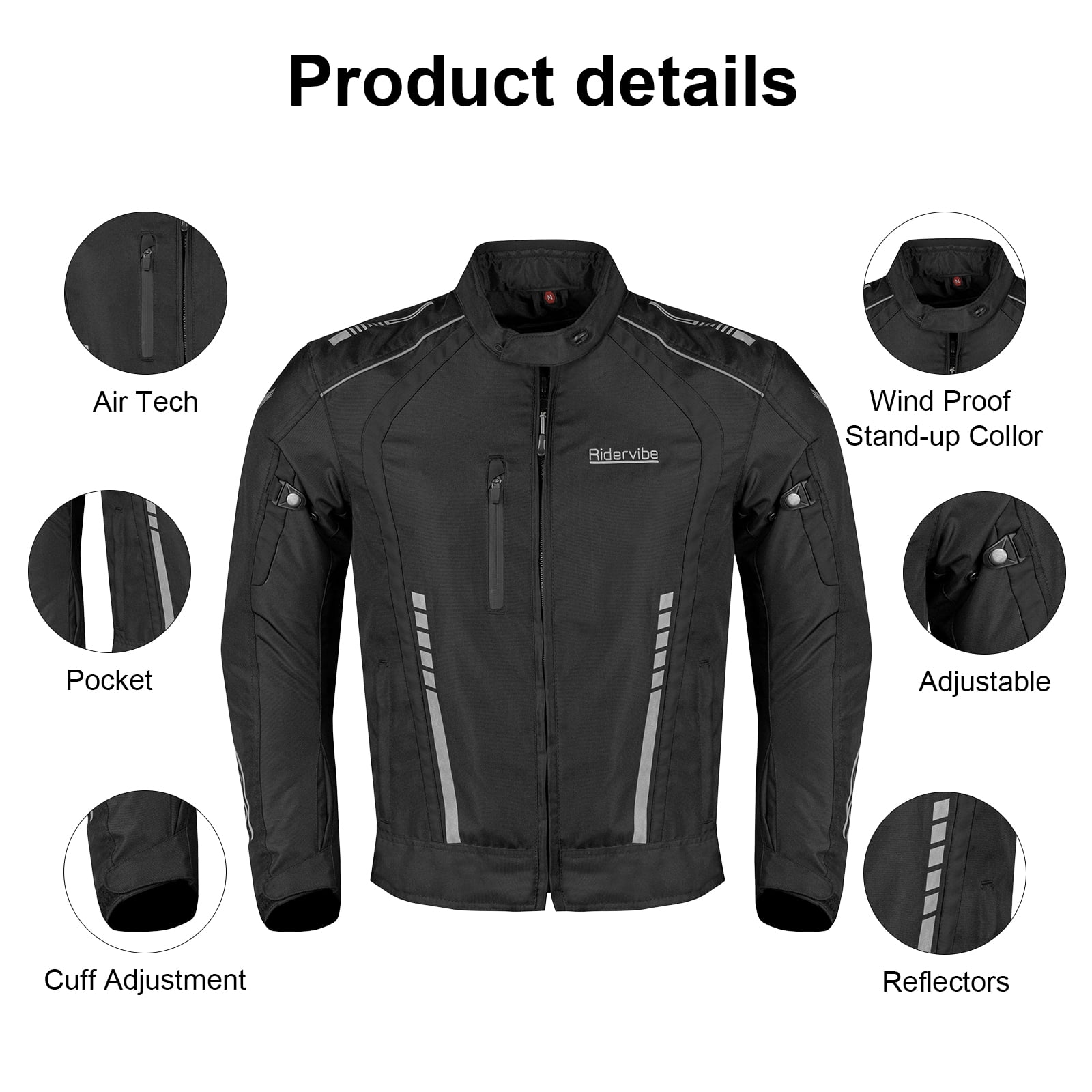Dream Apparel Men's All-season Motorcycle Jacket for Enduro Dualsport Riding with 600 D polyester, Armor Foam Padding, Visibility