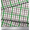 thumbnail image 3 of Soimoi Green Crepe Silk Fabric Window Pane Check Printed Craft Fabric by the Yard 42 Inch Wide, 3 of 3