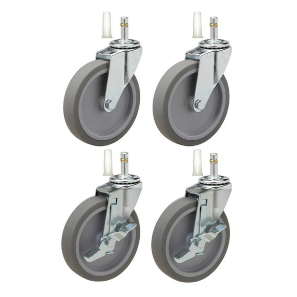 4 Caster Replacement For Rubbermaid Utility Carts Set Of 4 With Brakes Fits Series 4000, 3355-88, 3424-88