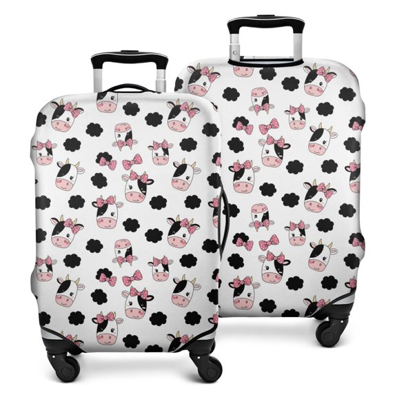 White Cow Bow Cloud Pattern Luggage Cover Fashion Suitcase Cover Baggage Covers Fit 25-28 Inch Luggage (Go Travel)