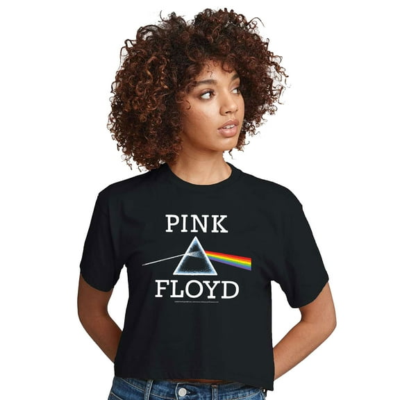 Pink Floyd - The Dark Side Of The Moon Hand Drawn - Juniors Cropped Cotton Blend T-Shirt