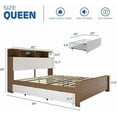 thumbnail image 7 of VanAcc Queen Bed Frame with 49" Tall Bookcase Headboard, Metal Platform Bed with 4 Storage Drawers, LED Lights & Charging Station, Rustic Brown, 7 of 7