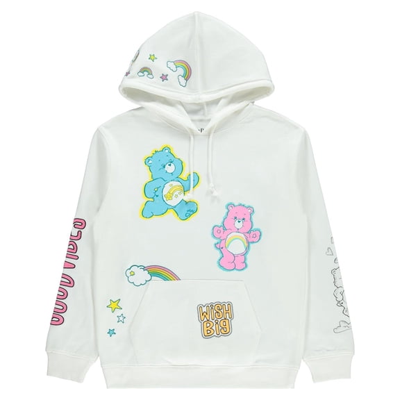 Care Bears Women's Hoodie, Cheer Friend Multi Print Pullover Sweatshirt White - M