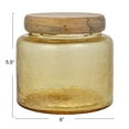 thumbnail image 2 of Creative Co-Op Hammered Glass Jar with Mango Wood Lid, Yellow and Whitewashed, 2 of 5