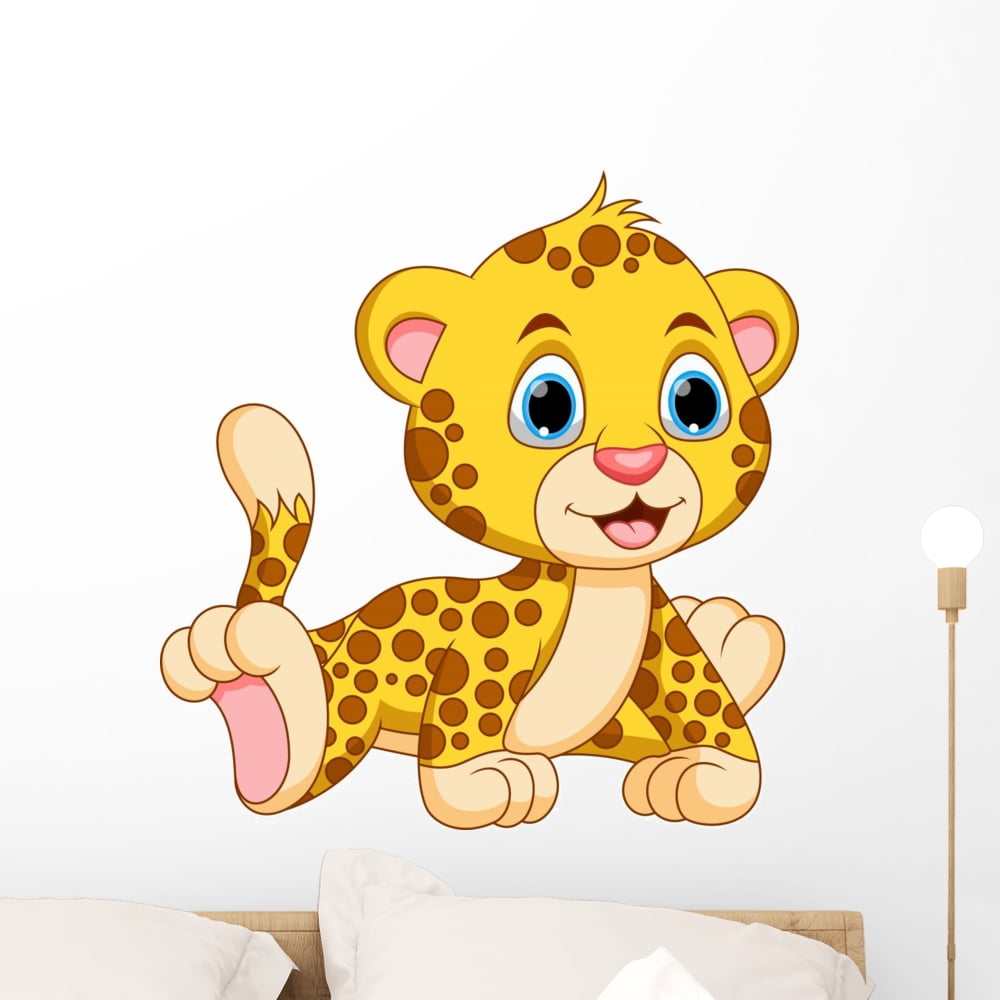 Cute BaWall Decal by Cheetah Cartoon Wall Decal by Wallmonkeys Peel and
