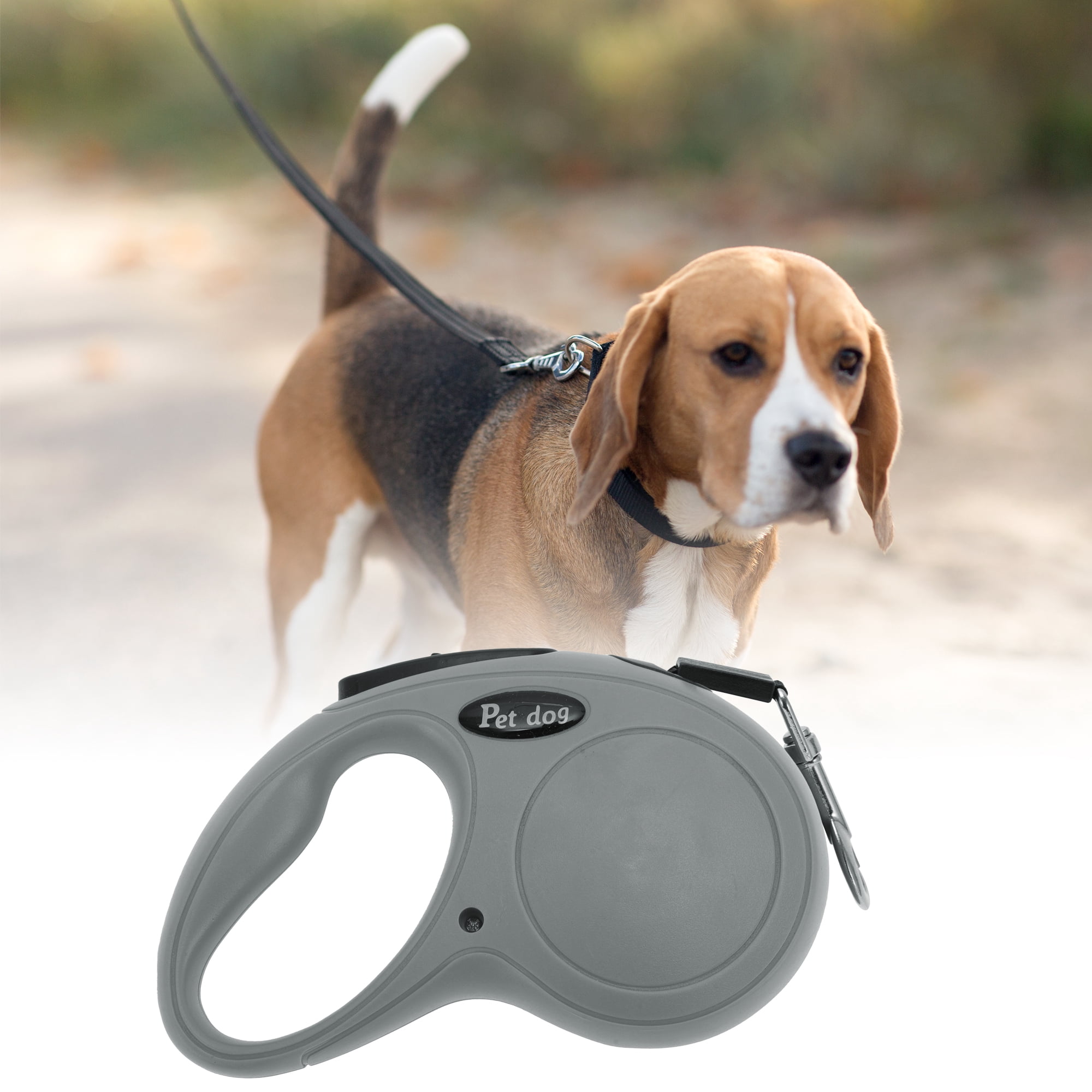 Unique Bargains Retractable Pet Leash Classic Dog Leash Soft Handle Gray 118.11"