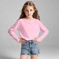 thumbnail image 5 of Girls Long Sleeve T-Shirt Kids Casual Crew Neck Lightweight Breathable Mesh Athletic Tee Basic Casual Active Top for Daily Sports Outdoor Wear(Pink,2-3 Years), 5 of 8