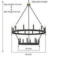 thumbnail image 5 of ACROMA  20-light Modern Farmhouse 40In Round Wagon Wheel Chandelier with UL Brass & Aged Zinc Weathered, Satin, Matte Adjustable, Over 60 Inches Gold,, 5 of 5