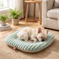 thumbnail image 4 of Short Pile Striped Pet Mat 48cm All Seasons for Cats and Dogs, Soft Resilient Padding Non Slip Grip Base, Comfortable Cushion for Sofa Bed Floor Daily Rest Gift, 4 of 7
