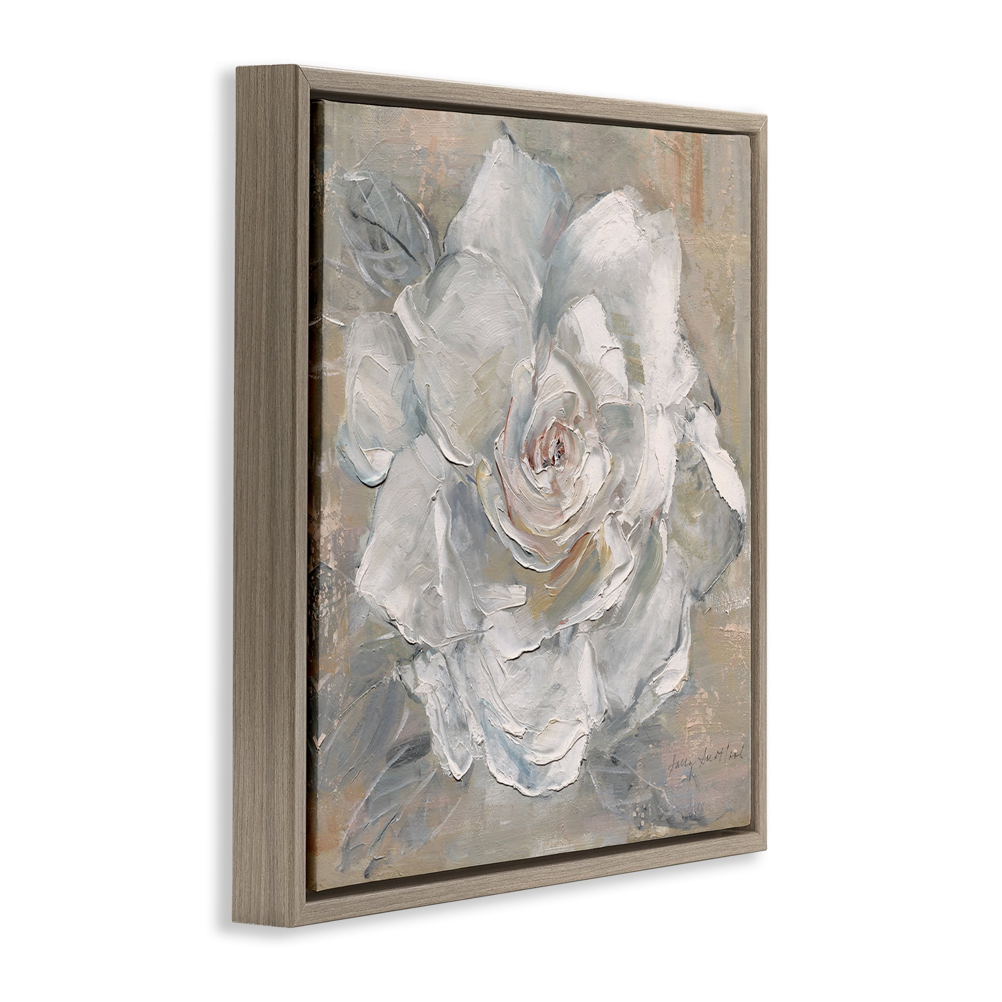 Stupell Industries Paint Streak Rose Botanical & Floral Painting Brown Floater Framed Art Print Wall Art, 25 x 25