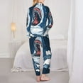 thumbnail image 5 of Kll Shark Print Women'S Long Sleeve Pajamas With Pants Sleepwear Loungewear 2 Set-Small, 5 of 9