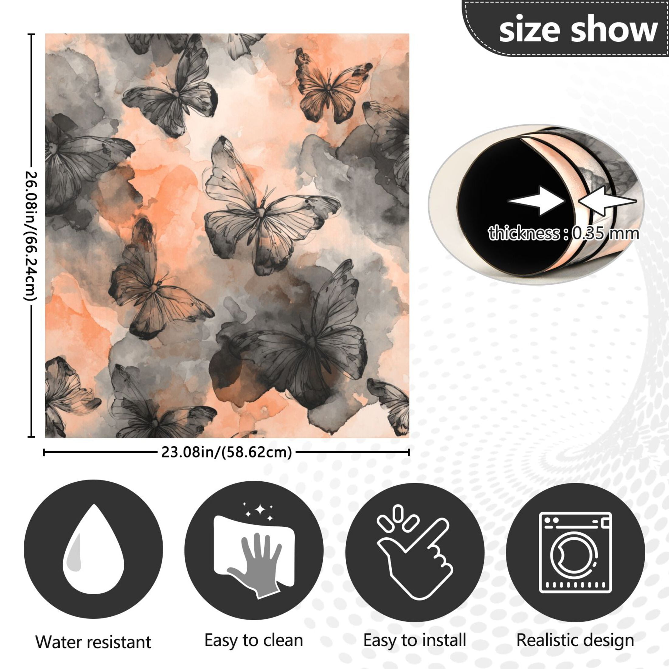 Dishwasher Sticker Magnetic Dishwasher Sticker Magnetic Decorative Sticker Refrigerator Sticker Dishwasher Decorative Stickers Grey Butterfly