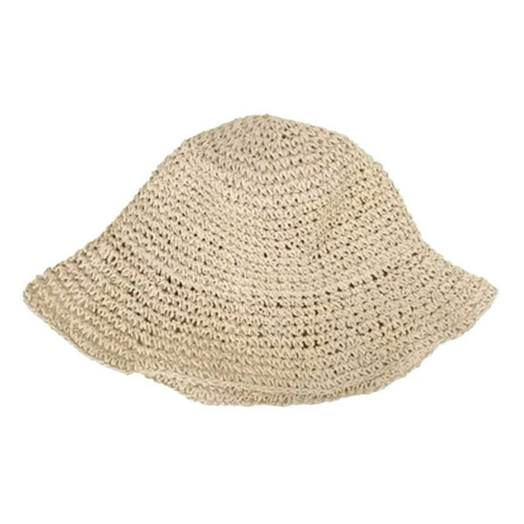 Floppy Straw Sun Hat Foldable Packable Wide Brim Summer Beach Hat Crochet Bucket Hat For Women
