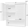 thumbnail image 2 of Bathroom Wall Cabinet, Bamboo Medicine Cabinet Wall Mounted, Over The Toilet Hanging Cabinet with 2 Doors & 3 Tier Shelves - White, 2 of 15