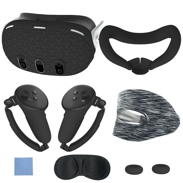 7-in-1 VR Accessories Set for Meta Quest 3 – Silicone Front Shell Cover, Controller Grip Covers, Anti-Scratch Face Cover, Lens Protector Cover & More