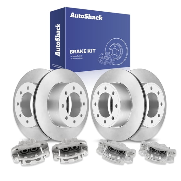 AutoShack Front & Rear Brake Rotors & Calipers for Ford, F-250 Super Duty 2000-2004 F-350 Super Duty 2000-2001 Excursion 2000-2005, 4WD RWD V8 5.4L 6.0L 7.3L V10 6.8L