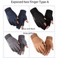 thumbnail image 2 of Guantes de invierno cálidos para hombre y mujer de gamuza Luokou con pantalla táctil y dos dedos y medio dedo para ciclismo al aire libre, con forro polar grueso, 2 of 4