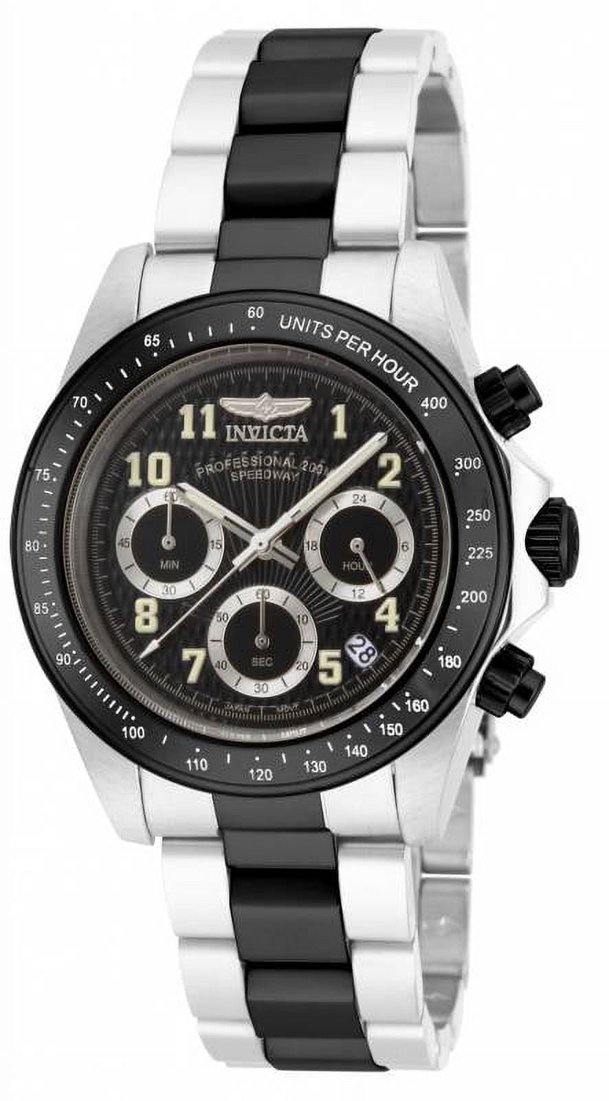 Invicta Men's Speedway Chrono Two-Tone Stainless Steel Black Dial And Bezel Movement: Quartz
