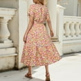thumbnail image 3 of Women's Summer Casual Short Sleeve Tiered Flowy Spring Boho Dress Long Midi Beach Sundress Vacation Outfits, 3 of 7