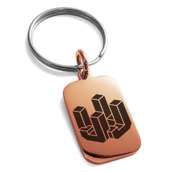 Stainless Steel Letter J Initial 3D Cube Box Monogram Engraved Small Rectangle Dog Tag Charm Keychain Keyring