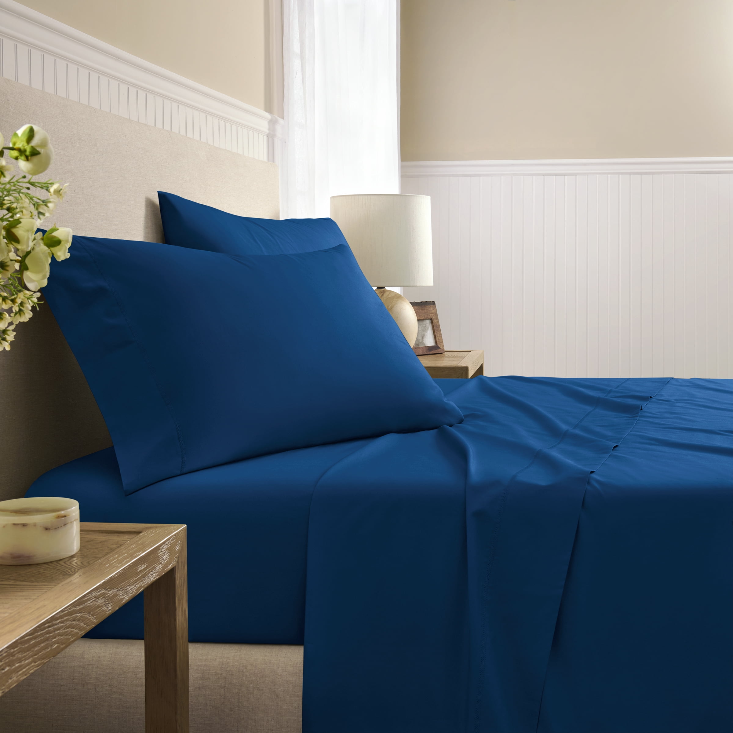 Wamsutta 1846 4-Piece 400 Thread Count Titan Egyptian Giza Cotton Percale Bed Sheets, Queen-Deep Pocket