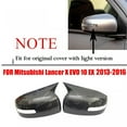 thumbnail image 4 of Carbon Fiber Look Ox Horn Rear View Mirror Cover For Mitsubishi Lancer EVO 2013-2016, 4 of 5