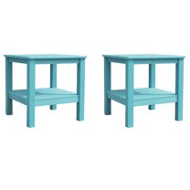 Krikacy Adirondack End Table Set of 2, Double-Tiered HIPS All-Weather End Table for Porch Deck,Teal
