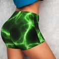 thumbnail image 4 of Wukai Green Lightning Print Pack Biker Shorts for Women Yoga Workout Gym Running Scrunch Active Shorts-Small, 4 of 8