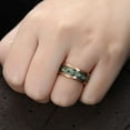 thumbnail image 2 of Green Agate Tungsten Ring Hammered Crushed For Men Statement Ring Anniversary Ring 8mm, 2 of 6