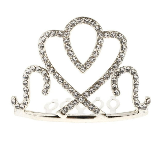1 Pieza Tiara Mini Princesa de Cristal para Damas de Honores para Casamiento Prom Plata