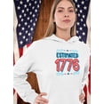 thumbnail image 2 of Estimated 1776 Cartoon Banner Hoodie Women -Image by Shutterstock, Female 4X-Large, 2 of 4