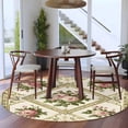 thumbnail image 4 of Boho Pink Floral Large Area Rugs for Bedroom Living Room, Soft Non Slip Carpet Bedside Rug, Spring Vintage Flower Green Leaf Round Floor Cover Kitchen Accent Rug 8' for Dining Room/Office, 4 of 9