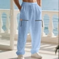 thumbnail image 6 of Fnnxeal Mens Sweatpants, Flax Fall Winter Casual Slacks with Stretch Drawstring Light blue Sweatpants for Men Size 3XL, 6 of 9