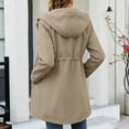 thumbnail image 6 of thefmos Women Plus Size Fall Winter Hooded Zip Up Coat Casual Basic Solid Outerwear Long Sleeve Jacket Cold Weather Fashion, Khaki M, 6 of 9