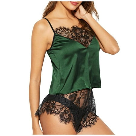 

Valentines Day Gifts! UHUYA Sexy Lingerie For Women Lingerie Sets Sexy Women Lingerie Lace Satin Temptation Babydoll Underwear Camis Panties Underpants Shorts Sleepwear Briefs Suit Green S