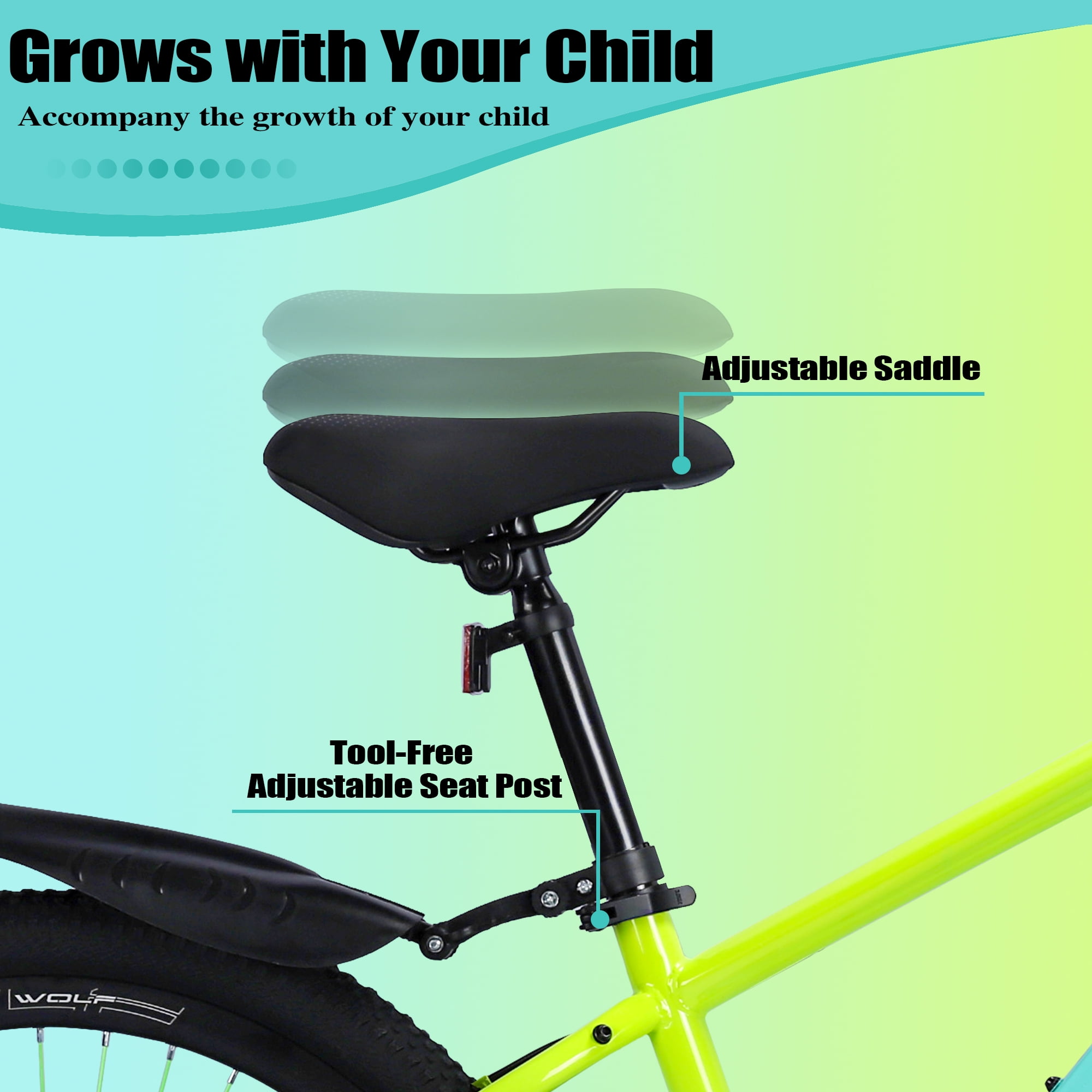 Bstjewey 20/24 Inch Kids Mountain Bike, Dual Disc Brakes, Suspension Fork, Ages 7-12