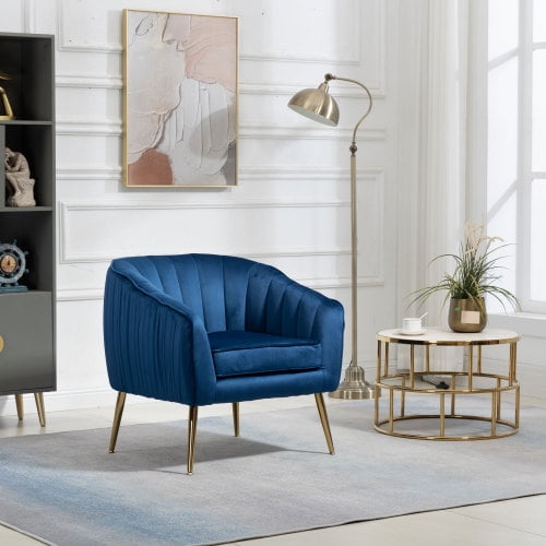 Velvet Accent Chair With Ottoman Modern
