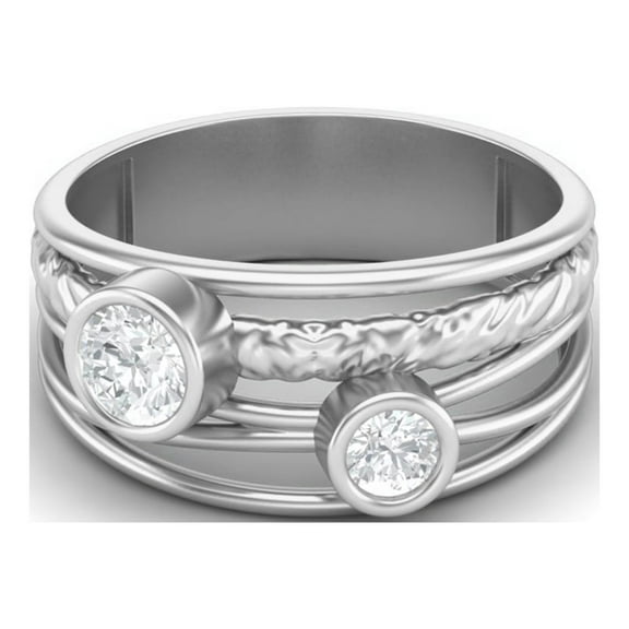 AVDAN 4mm Round Moissanite Split Shank Band 925 Sterling Silver Trio Stone Women Ring