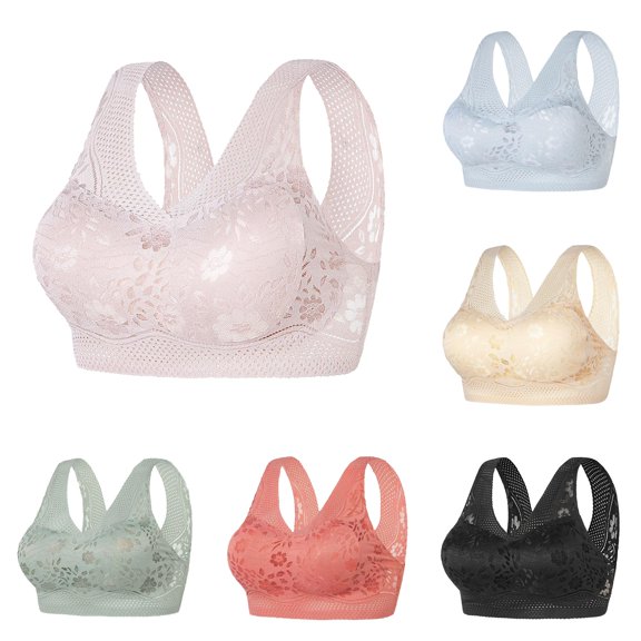 Uvwlwu Wireless Jelly Bras for Women, Women's Summer Ice Silk Seamless Beauty Back Bra Gathers Together Wipe Bra Lace Underwear Women's Chest Wrap Sports Vest