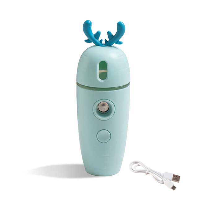 kurtrusly Mini Facial Humidifier 7 Color Gradient Light Mist Cooling Humidifier with 30ml Water Container, Animal 1, Blue