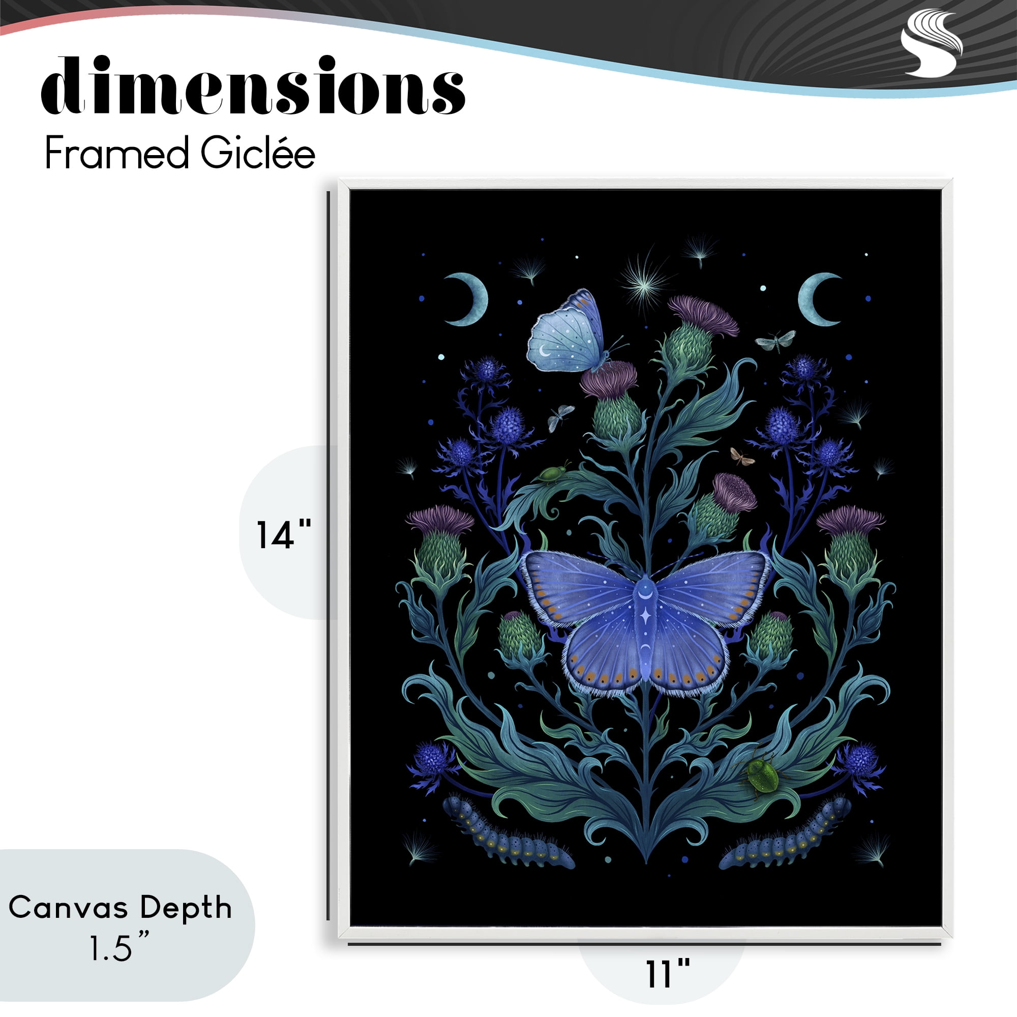 Stupell Industries Thistles & Insects at Night White Framed Giclee Art, design by Episodic Drawings