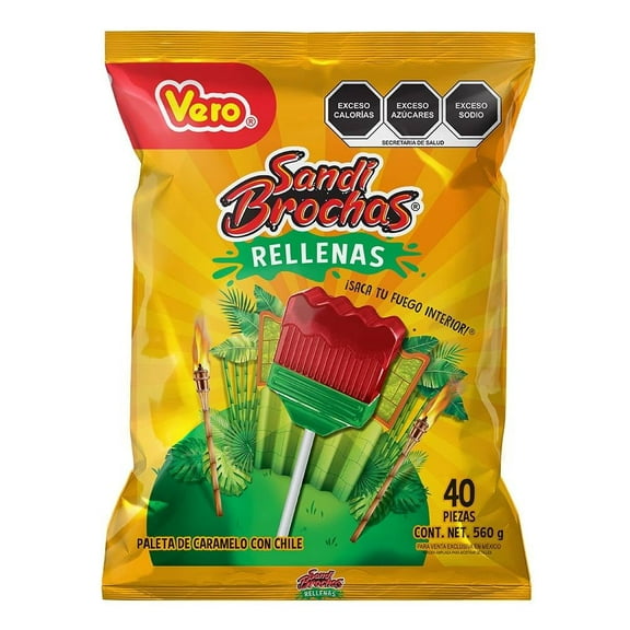 Paleta de caramelo Vero Sandi Brochas rellenas con chile 560 g