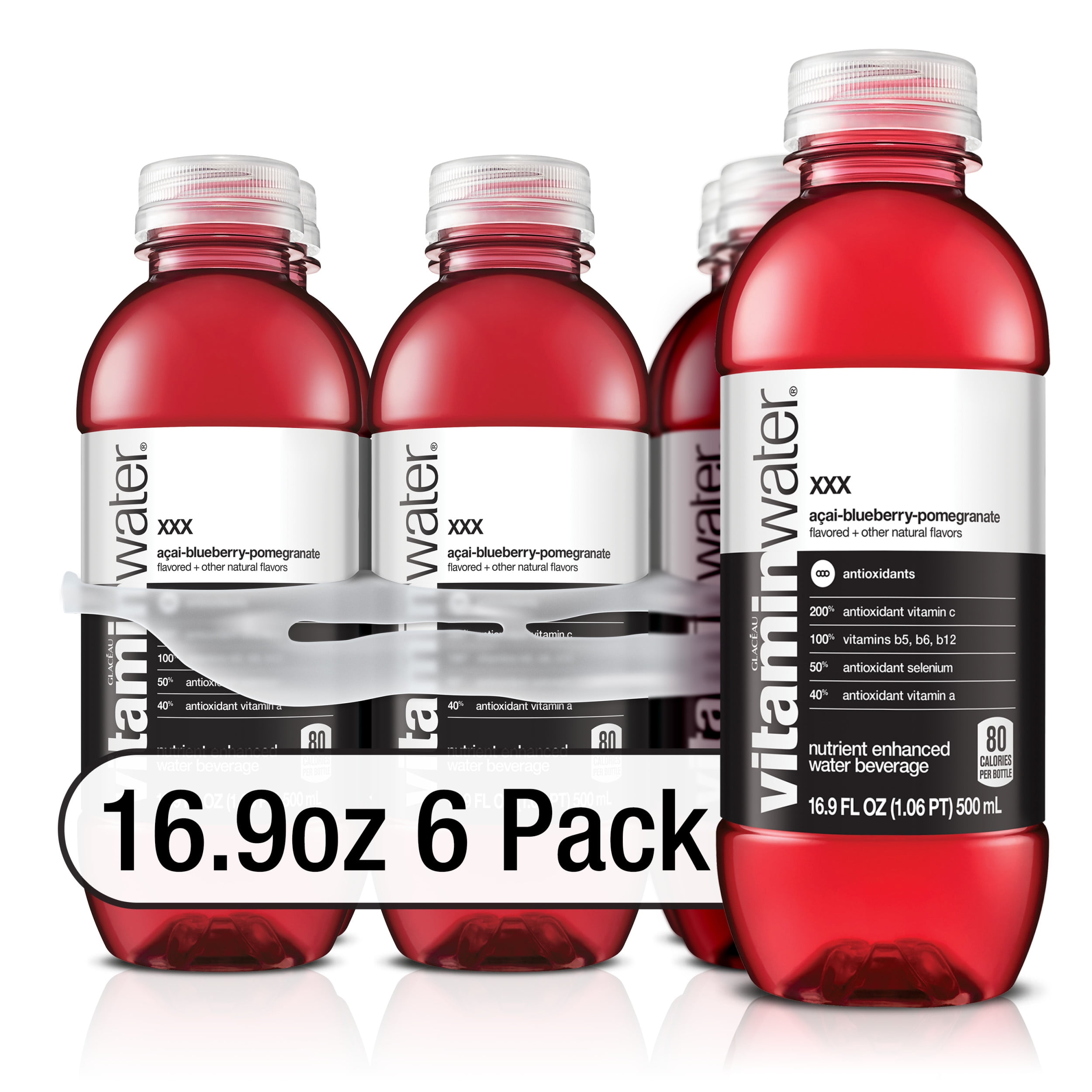 2500px x 2500px - vitaminwater xxx, electrolyte enhanced water w/ vitamins,  aÃ§ai-blueberry-pomegranate drinks, 16.9 fl oz, 6 Pack - Walmart.com