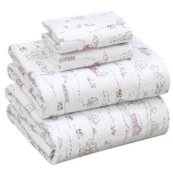 RUVANTI Flannel Sheets Full Size - 100% Cotton Double Brushed Bed Sheets Set, Deep Pockets 16 Inches, All Seasons Breathable & Extra Soft Full Sheets, Warm & Cozy, 4 Piece, Rustic Homestead