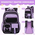 thumbnail image 7 of DAKIMOE School Backpack for Teens Cute Girlish Middle High School Bookbag Large Capacity Lightweight Waterproof Daypack for College Students, Black and Purple, 7 of 7