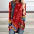 thumbnail image 2 of Pntutb Women's Fashion Casual Retro Printing O Neck Long Sleeve T Shirt Tops Clothes, 2 of 5