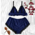 thumbnail image 1 of Lefu Ensemble de Pyjama en Satin de Soie pour Femmes Haut Short Lingerie Sexy, 1 of 9